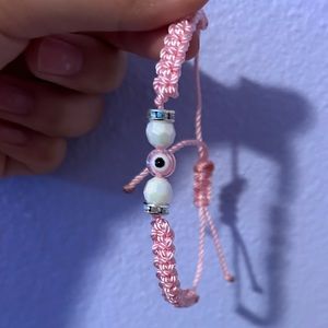 Pink evil eye bracelet